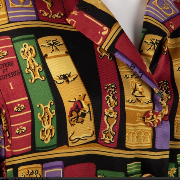 Pre-Owned Hermes 1980s Library Print Oversized Shirt - Picture 3 of 4